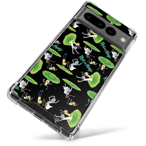 Adult Swim Rick and Morty Portal Pattern Google Pixel 7 Pro Clear Case